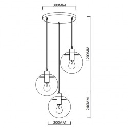 Puerto 3 lampa wisząca czarna LP-004/3P BK